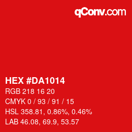 颜色代码: HEX #DA1014 | qconv.com