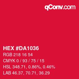 Código de color: HEX #DA1036 | qconv.com