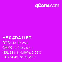 カラーコード: HEX #DA11FD | qconv.com