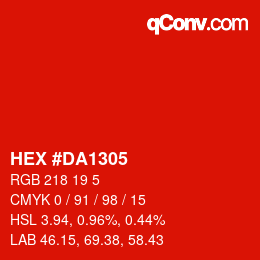 Color code: HEX #DA1305 | qconv.com