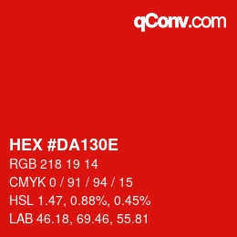 Color code: HEX #DA130E | qconv.com