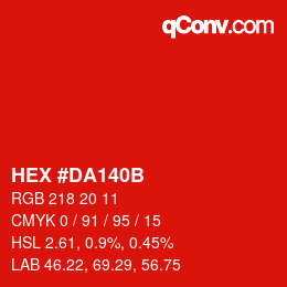 Color code: HEX #DA140B | qconv.com