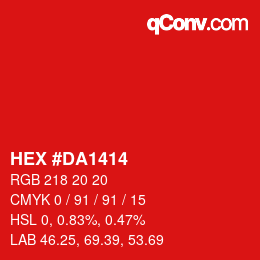 Color code: HEX #DA1414 | qconv.com