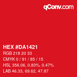 Color code: HEX #DA1421 | qconv.com