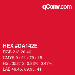 Color code: HEX #DA142E | qconv.com