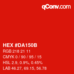 Color code: HEX #DA150B | qconv.com