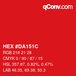 Color code: HEX #DA151C | qconv.com