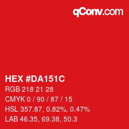 カラーコード: HEX #DA151C | qconv.com