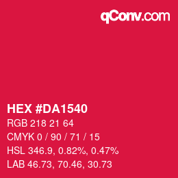 Color code: HEX #DA1540 | qconv.com