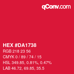 カラーコード: HEX #DA1738 | qconv.com
