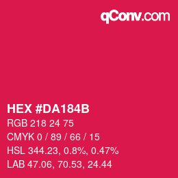 颜色代码: HEX #DA184B | qconv.com