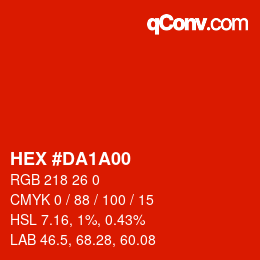 Color code: HEX #DA1A00 | qconv.com