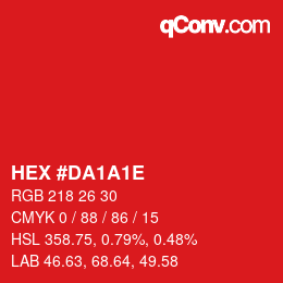 Color code: HEX #DA1A1E | qconv.com
