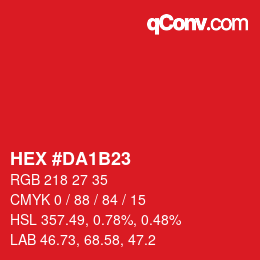 カラーコード: HEX #DA1B23 | qconv.com