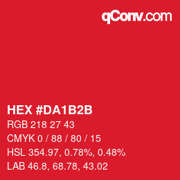 カラーコード: HEX #DA1B2B | qconv.com