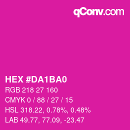 颜色代码: HEX #DA1BA0 | qconv.com