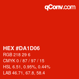 Color code: HEX #DA1D06 | qconv.com