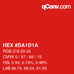 カラーコード: HEX #DA1D1A | qconv.com