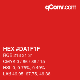 Color code: HEX #DA1F1F | qconv.com
