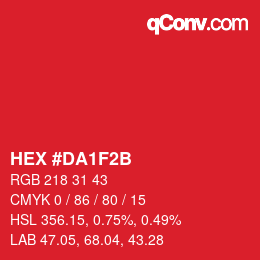 カラーコード: HEX #DA1F2B | qconv.com