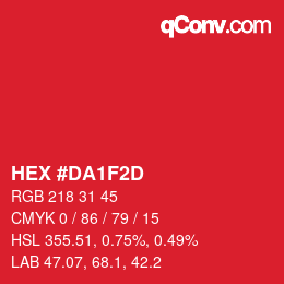 Color code: HEX #DA1F2D | qconv.com