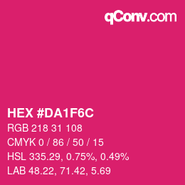 Color code: HEX #DA1F6C | qconv.com