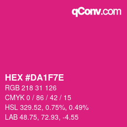 Farbcode: HEX #DA1F7E | qconv.com