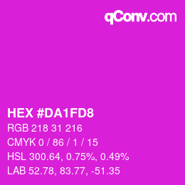カラーコード: HEX #DA1FD8 | qconv.com
