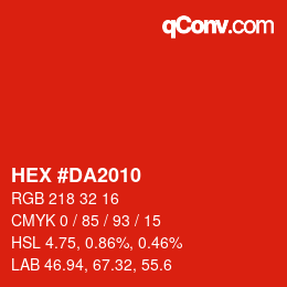Color code: HEX #DA2010 | qconv.com