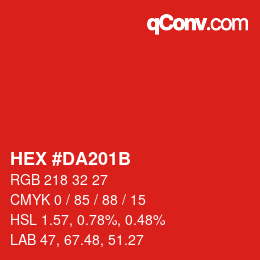Color code: HEX #DA201B | qconv.com