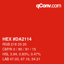 Color code: HEX #DA2114 | qconv.com