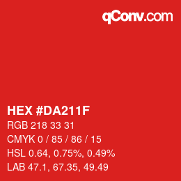 Color code: HEX #DA211F | qconv.com
