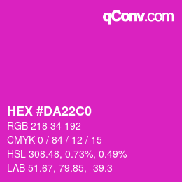 カラーコード: HEX #DA22C0 | qconv.com