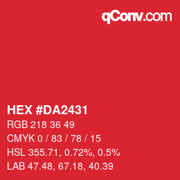 Color code: HEX #DA2431 | qconv.com