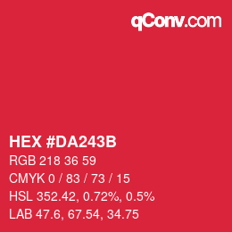 Color code: HEX #DA243B | qconv.com