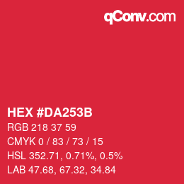Color code: HEX #DA253B | qconv.com