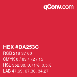 Color code: HEX #DA253C | qconv.com