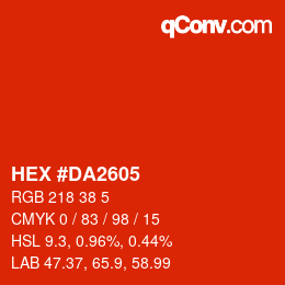 Color code: HEX #DA2605 | qconv.com