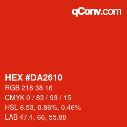 Color code: HEX #DA2610 | qconv.com