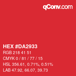 Color code: HEX #DA2933 | qconv.com
