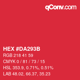 カラーコード: HEX #DA293B | qconv.com