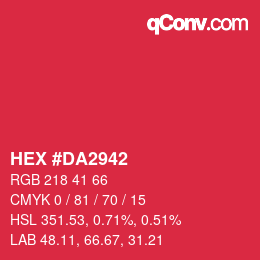 Color code: HEX #DA2942 | qconv.com