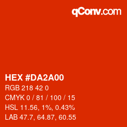 カラーコード: HEX #DA2A00 | qconv.com