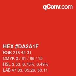 Color code: HEX #DA2A1F | qconv.com