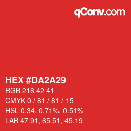 Color code: HEX #DA2A29 | qconv.com