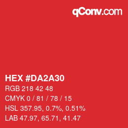颜色代码: HEX #DA2A30 | qconv.com