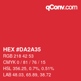 Color code: HEX #DA2A35 | qconv.com