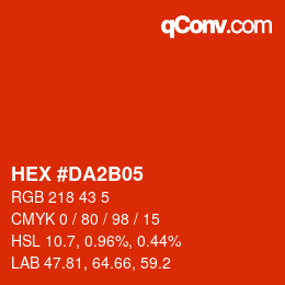 カラーコード: HEX #DA2B05 | qconv.com