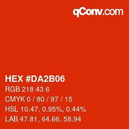 Color code: HEX #DA2B06 | qconv.com