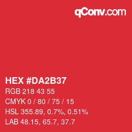 颜色代码: HEX #DA2B37 | qconv.com